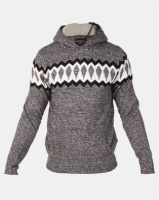 D Struct D-Struct Hooded Jacquard Jumper With Sherpa Hood Grey Marl Photo