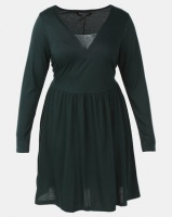 Brave Soul Plus Long Sleeve Dress With Lace Band Forest Green Photo