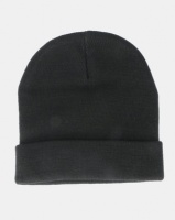 Brave Soul Mens Knitted Beanie With Hat EMB Jet Black Photo