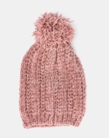 Brave Soul Chenille Beanie with Pom Pom Old Rose Photo