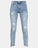 Brave Soul Skinny Jeans With Tape Detail Dark Denim Photo