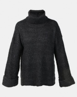 Brave Soul Ribbed Jumper With Roll Neck Charcoal Photo
