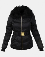 Brave Soul Short Length Sateen Coat with Faux Fur Collar Black Photo