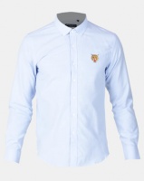 Brave Soul Long Sleeve Shirt With Tiger Embroidery Pale Blue Photo