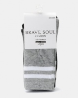 Brave Soul Stripe 3 Pack Stripe Socks Black/Grey/Charcoal Photo