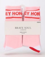Brave Soul Honey 3 Pack Slogan Detail Socks Photo