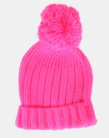 Brave Soul Everlyn Ribbed Beanie With Bobble Hot Pink Photo