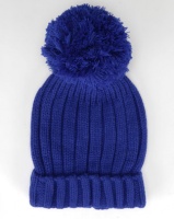 Brave Soul Everlyn Ribbed Beanie With Bobble Sapphire Blue Photo