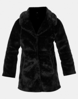AX Paris Faux Fur Coat With Collar Black Photo