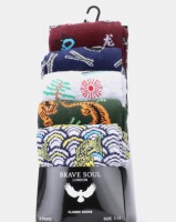 Brave Soul China 5 Pack Socks Multi Print Photo