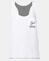 Brave Soul Printed Stripe Jersey Bottoms With Girl Gang Vest Multi Photo