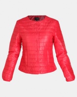 G Couture Collarless Puffer with Buttons Red Photo