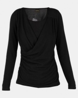 G Couture Mock Wrap Top with Underlayer Black Photo