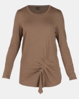 G Couture Stitch and Gather Detail Long Sleeve Top Olive Photo