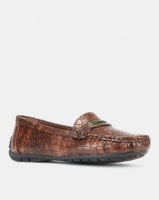 Pierre Cardin Comfort Faux Croc Trim Moccasins Shoes Brown Photo