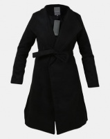 Utopia Black Belted Shawl Collar Melton Coat Photo