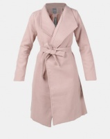 Utopia Dusty Pink Belted Shawl Collar Melton Coat Photo