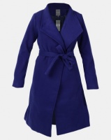 Utopia Cobalt Belted Shawl Collar Melton Coat Photo