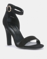 New Look Wayne Suedette Circle Buckle Two Part Heeled Sandals Black Photo