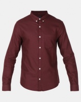 New Look Cotton Long Sleeve Oxford Shirt Burgundy Photo
