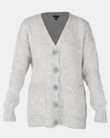 New Look Button Up Oversized Cardigan Pale Grey Photo