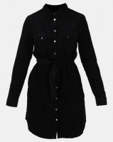New Look Black Corduroy Shirt Dress Photo