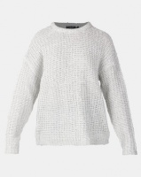 Brave Soul Fisherman Knit Crew Neck Jumper White/Silver Photo