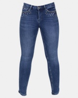 Sissy Boy Axel Mid-rise Front Pocket Stud Detail Skinny Jeans Med Blue Photo