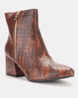 LaMara Embossed Ankle Boots Brown Photo