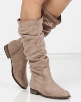 G Couture Brushed Knee High Boots Stone Photo
