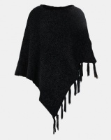 Lily Rose Lily & Rose Woolen Tasseled Poncho Black Photo