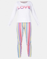 Brave Soul Long Sleeve Tee and Trouser With Multi Print Photo