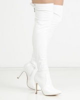 Miss Black Belle 5 OTK Boots Patent White Photo