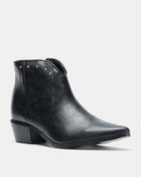 Jada Curved Top Western Ankle Boots Black Photo