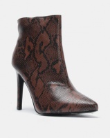 Jada Faux Snake Pointy Ankle Boots Brown Photo
