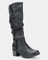 Soft Style by Hush Puppies Wilda Heeled Mid Calf Boots Black Burnished Photo