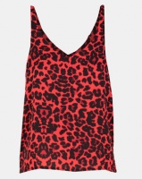 London Hub Fashion Cami Top Red Leopard Photo