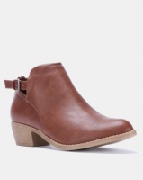 Jada Cut Out Flat Ankle Boots Brown Photo