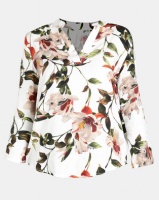 Revenge Flower Print Blouse Cream Photo