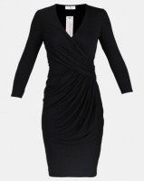 City Goddess London Pleated Wrap Style Midi Dress Black Photo