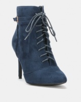 Utopia Lace Up Pointy Boots Blue Photo