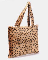 Blackcherry Bag Leopard Faux Fur Tote Bag Tan Photo