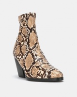 Public Desire Charlie Heeled Ankle Boots Natural Snake PU Photo
