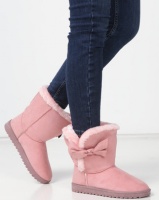 Utopia Bow Comfy Boots Pink Photo