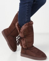 Utopia Side Lace Comfy Boots Brown Photo