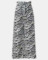 London Hub Fashion Zebra Print Wide Leg Paperbag Trousers with Neon Pop Photo