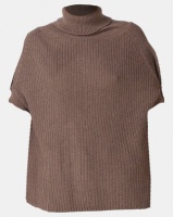 Royal T Poloneck Cape Knit Top Brown Photo