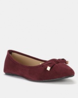 Legit Pointed Pump with Bow with Metal Ends Burgundy Photo