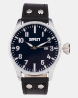 Soviet Gents Leather Strap Blue Dial Watch Black Photo