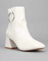 Public Desire BFF Heeled Ankle Boots Croc PU White Photo